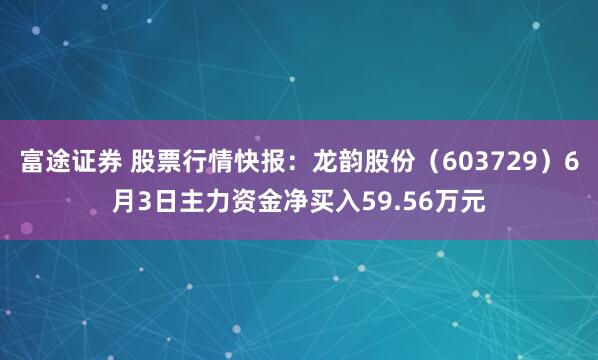 富途证券 股票行情快报：龙韵股份（603729）6月3日主力资金净买入59.56万元