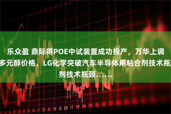 乐众盈 鼎际得POE中试装置成功投产，万华上调东聚醚多元醇价格，LG化学突破汽车半导体用粘合剂技术瓶颈……