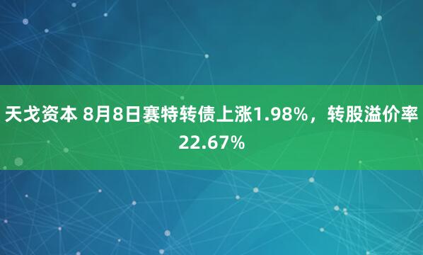 天戈资本 8月8日赛特转债上涨1.98%，转股溢价率22.67%