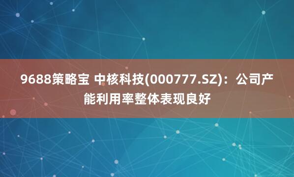 9688策略宝 中核科技(000777.SZ)：公司产能利用率整体表现良好